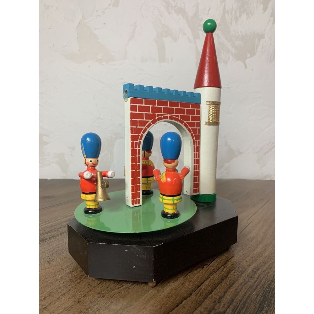 Vintage Schmid Wooden Marching Band‎ Drummer Castle Music Box Works